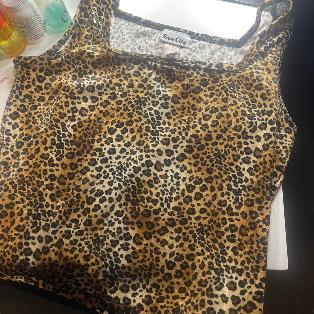 Rave Leopard Print Tank Top - Brown and Black